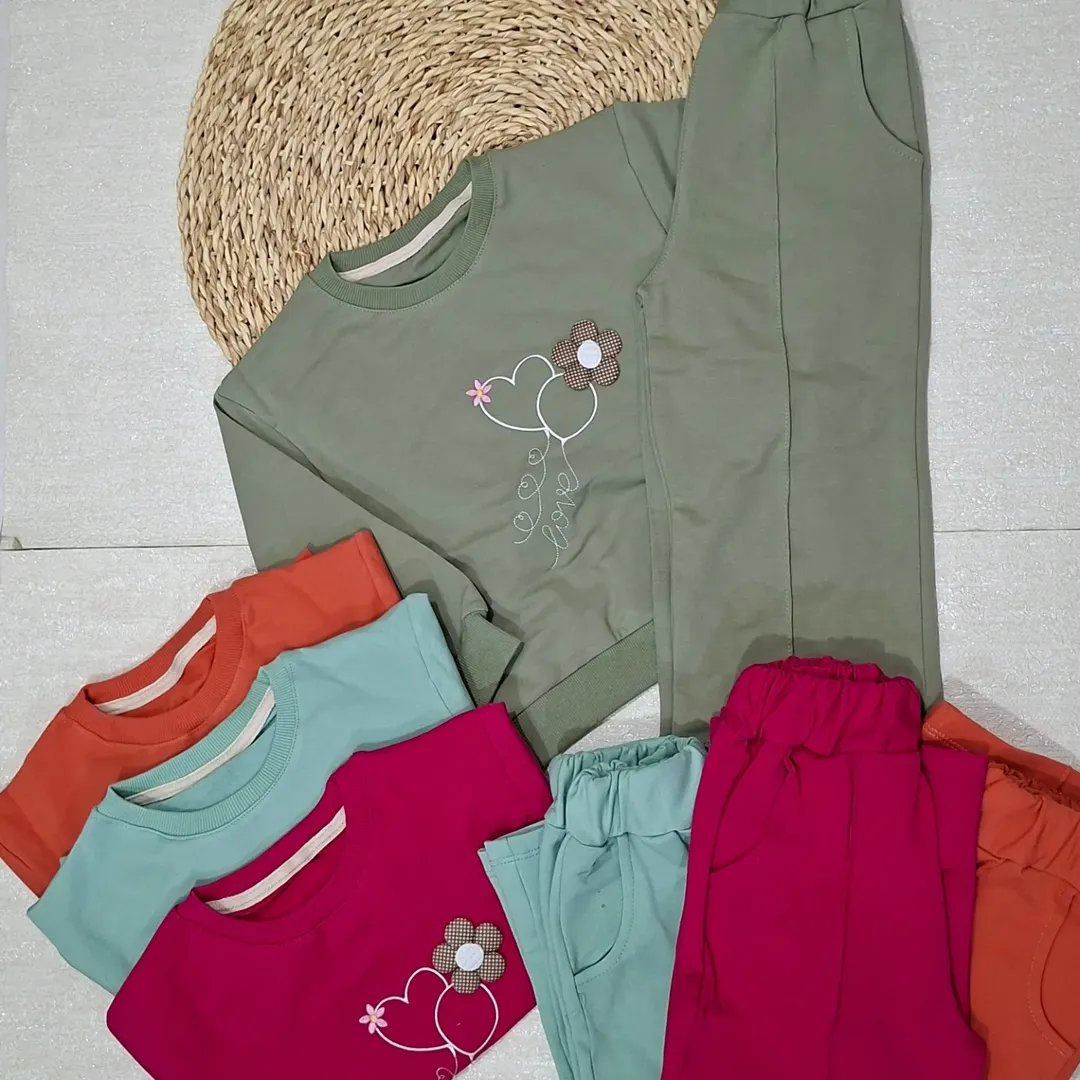 ست بلوز شلوار پنبه لاکرا (شلوار بگ و رگه دوزی )