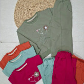 ست بلوز شلوار پنبه لاکرا (شلوار بگ و رگه دوزی )