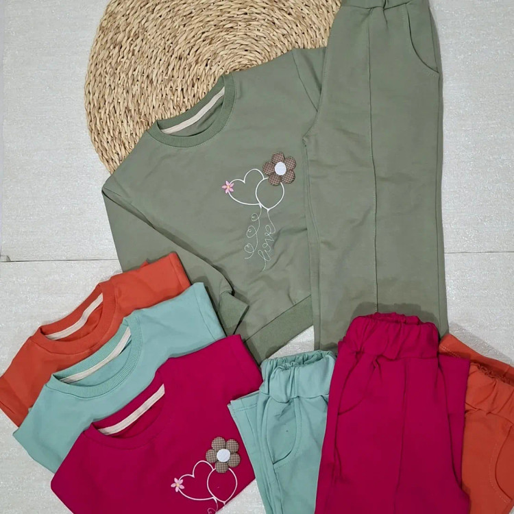 ست بلوز شلوار پنبه لاکرا (شلوار بگ و رگه دوزی )